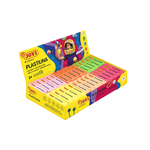 Jovi Expositor de 30 Pastillas de Plastilina 50gr - Colores Neon - 100% Vegetal - Muy Moldeable - No Se Seca - Mezclables - Color Surtido