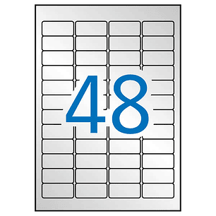 Apli Pack de 960 Etiquetas Metalizadas Color Plata - Medidas 45.7x21.2mm - 20 Hojas por 48 Etiquetas - Adhesivo Permanente - Cantos Romos