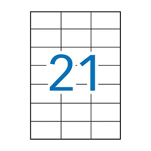 Apli Pack de 2.100 Etiquetas Rectangulares 70x42.4mm - 100 Hojas por 21 Etiquetas - Adhesivo Permanente - Cantos Rectos - Color Blanco