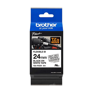 Brother TZeFX251 Cinta Laminada Flexible Original de Etiquetas - Texto negro sobre fondo blanco - Ancho 24mm x 8 metros