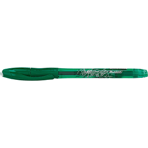 Bic Gel-ocity Illusion Boligrafo de Tinta Gel Borrable - Punta Media de 0.7mm - Recargable - Grip de Goma - Clip de Plastico - Color Verde