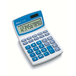Ibico 210X Calculadora de Sobremesa 10 Digitos - Pantalla LCD Inclinable Ajustable - Teclas Grandes - Color Blanco/Azul