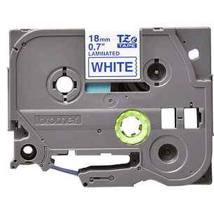 Brother TZe243 Cinta Laminada Original de Etiquetas - Texto azul sobre fondo blanco - Ancho 18mm x 8 metros