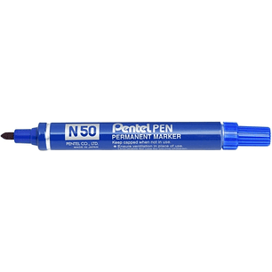 Pentel Pen N50 Rotulador Permanente - Punta de 4.3mm - Resistente a Agua y Luz - Color Azul