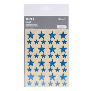 Apli Gomets Estrella Holograficos - Tamaño 12.5mm y 19.5mm - Adhesivo Permanente - 120 Gomets por Bolsa - Desarrollo de Habilidades y Creatividad - Co
