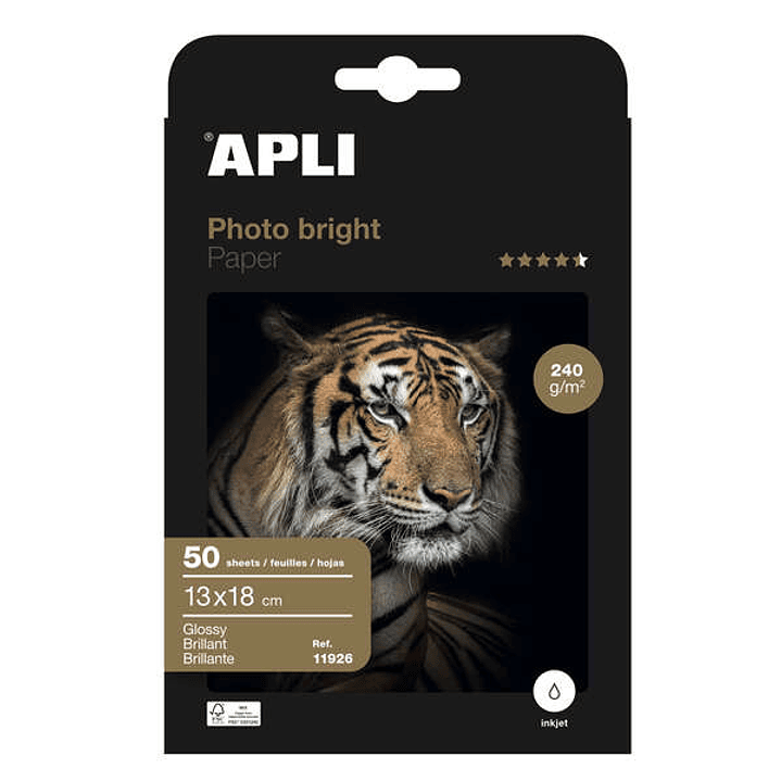 Apli Papel Fotografico Photobright 13 x 18 cm 240g 50 Hojas 1