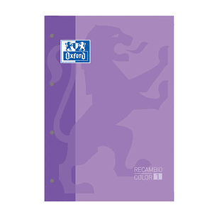 Oxford School Classic Recambio Encolado A4 80 Hojas Cuadricula 5x5 - Recuadro del Color de la Tapa - Tapa Color Malva