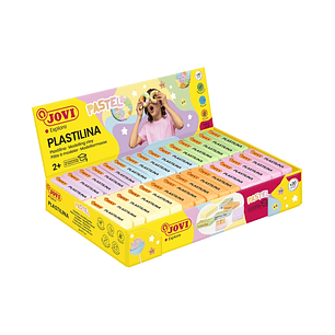 Jovi Expositor de 30 Pastillas de Plastilina 50gr - 100% Vegetal - Muy Moldeable - No Se Seca - Mezclables - Colores Pastel Surtidos