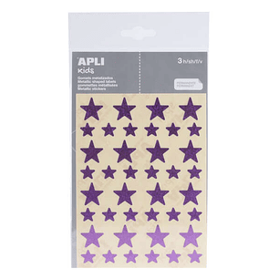 Apli Gomets Estrella Holograficos - Tamaño 12.5mm y 19.5mm - Adhesivo Permanente - 120 Unidades por Bolsa - Desarrollo de Habilidades y Creatividad - 