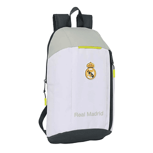 Safta Real Madrid Mochila Mini de 8.5L - Cremallera Vertical - Asas Regulables y Acolchadas - 22x39x10cm - Color Blanco y Negro