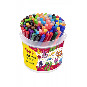 Jovi Felt Pens Bote de 96 Rotuladores - Amplia Variedad de Tonos - Tinta de Gran Fijacion - Punta Resistente - Capuchon Ventilado - Grip Triangular Er