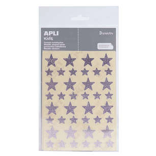 Apli Gomets Estrella Holograficos - Tamaño 12.5mm y 19.5mm - Adhesivo Permanente - 120 Gomets por Bolsa - Desarrollo de Habilidades y Creatividad - Ro
