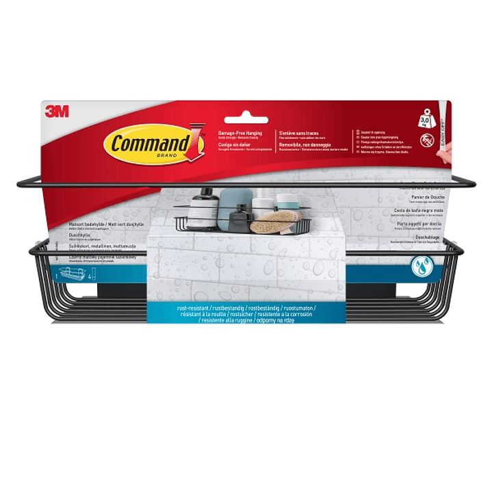 Command Cesto Organizador de Aseo - Soporta hasta 3kg - Incluye 4 Tiras Adhesivas - Color Negro Mate 1