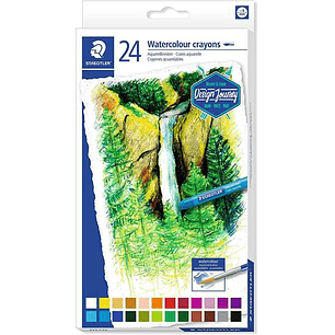 Staedtler Crayones Acuarelables 223 Pack de 24 Lapices de Cera - Facil de Mezclar - Extremadamente Opacos - Colores Surtidos