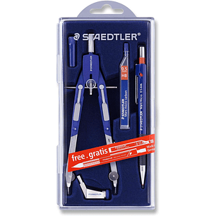 Staedtler Mars 552 Compas de Precision - Diametro Maximo 350mm - Compas de Aiuste Rapido - Patas Articuladas - Aguja Intercambiable - Mina Intercambia