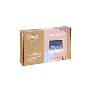 Jovi Diy Kit de Manualidades para Ventana con Paisaje - Pasta Endurecible Air Dry - Herramientas de Modelaje - Pinturas Gouache - Pinceles - Accesorio