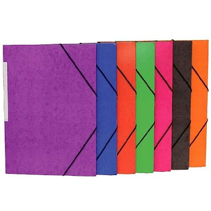 Mariola Carpeta de Carton Simil Prespan con Etiqueta en Lomo Folio 500gr/m2 - Medidas 34x25cm - Cierre con Goma Elastica - Colores Surtidos