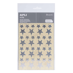 Apli Bolsa de Gomets Estrella - 12.5mm x 19.5mm - Holograficos con Adhesivo Permanente - 3 Hojas y 120 Gomets - Cumplen Normas EN-71 y FSC - Adhesivo 