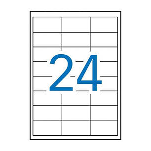 Apli Pack de 2.400 Etiquetas Rectangulares 64.6 x 33.8 mm - 100 Hojas por 24 Etiquetas - Adhesivo Permanente - Cantos Rectos - Color Blanco