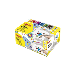 Jovi Textil Caja de 48 Rotuladores Textil- Tinta Base Agua - Punta Pincel - Resistente a Lavados - Secado Rapido - Color Surtido