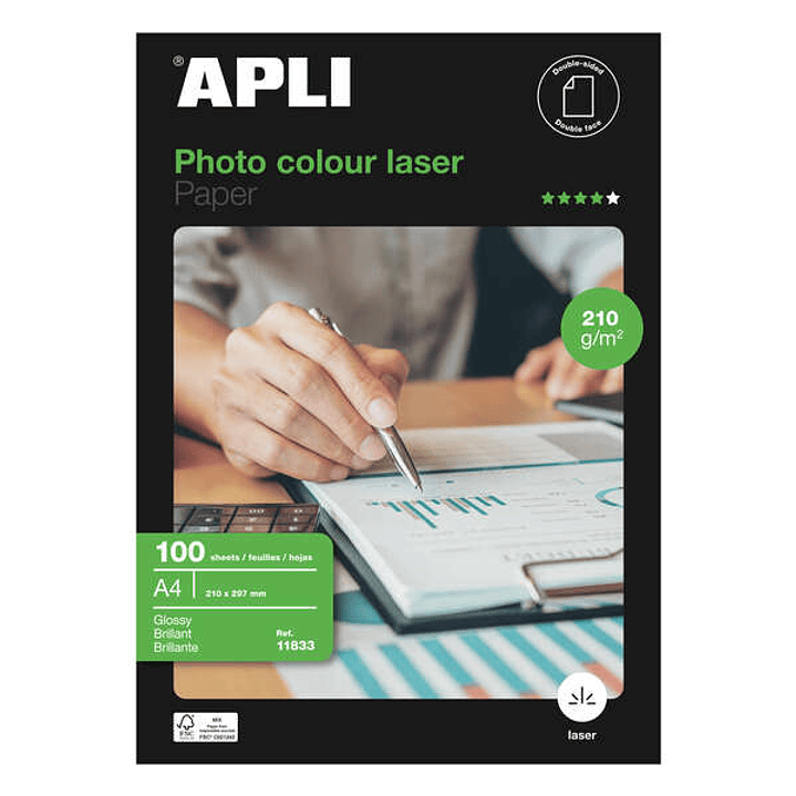 Apli Papel Fotografico Colour Laser A4 210g 100 Hojas 1