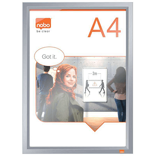 Nobo Porta Posters Clip Aluminio A4 - Marco Anodizado - Cambio Rapido y Sencillo - Blanco