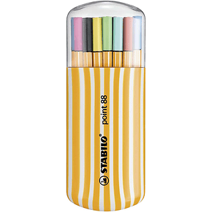Stabilo Point 88 Zebrui Pack de 20 Rotuladores de Punta Fina de Fibra - Trazo de 0.4 mm - Tinta con Base de Agua - Colores Surtidos