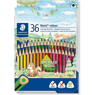 Staedtler Noris Colour 187 Pack de 36 Lapices Triangulares de Colores - Resistencia a la Rotura - Colores Surtidos