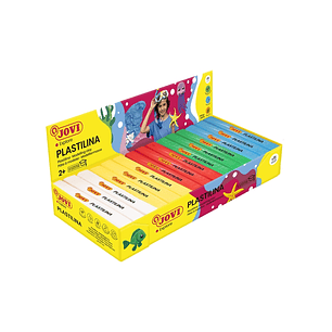 Jovi Expositor de 15 Pastillas de Plastilina 150gr - Colores Basicos - 100% Vegetal - Muy Moldeable - No Se Seca - Colores Mezclables - Color Surtido