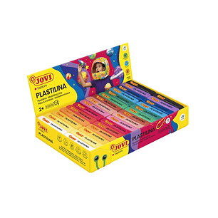 Jovi Expositor de 30 Pastillas de Plastilina 50gr - 100% Vegetal - Muy Moldeable - No Se Seca - Colores Mezclables - Colores Surtidos