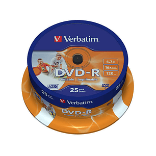 Verbatim DVD-R Printables 16x 4.7GB (Tarrina 25 Uds)