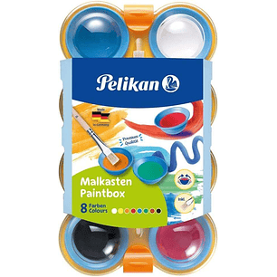 Pelikan Acuarelas Kids - Pocillos Separables - Pincel Jumbo Incluido - Faciles de Diluir - Resistentes a la Luz - Caja con Pestillo - Colores Surtidos