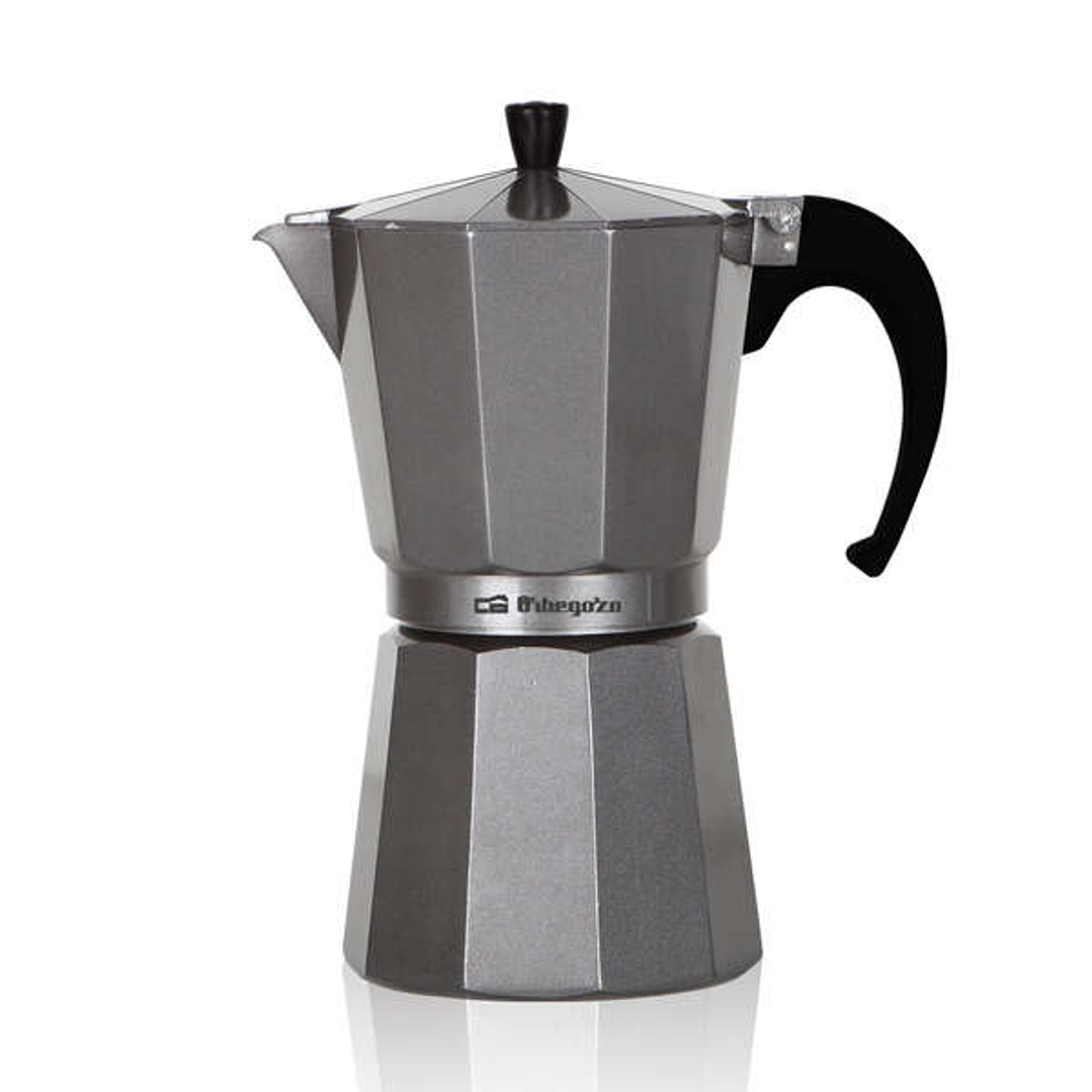 Orbegozo KFS 1220 Cafetera de Aluminio Silver - Prepara Cafe Creativo y Delicioso en Minutos - Capacidad para Seis Tazas - Asa Ergonomica y Valvula de 1