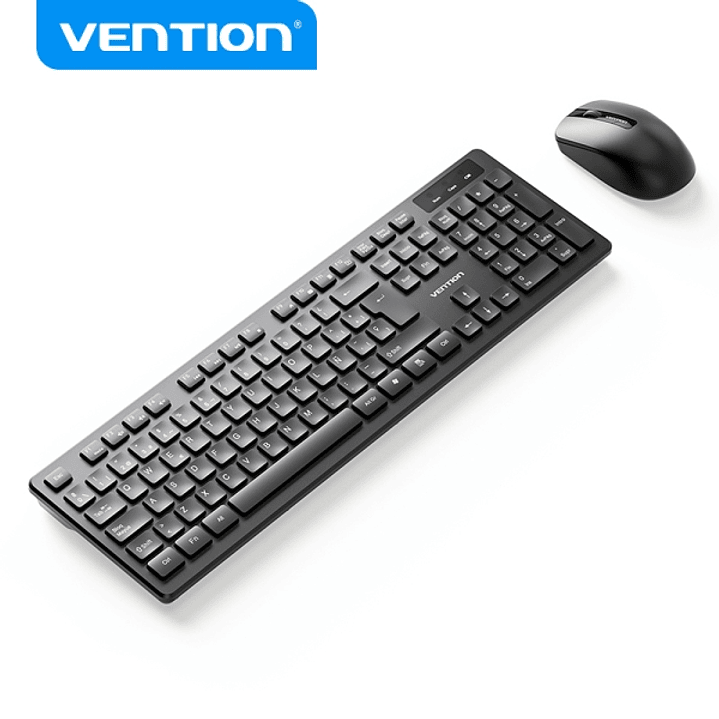 Vention KTD Combo Teclado y Raton Inalambrico - Conexion 2.4GHz - 1200 DPI - 104 Teclas - Color Negro 1