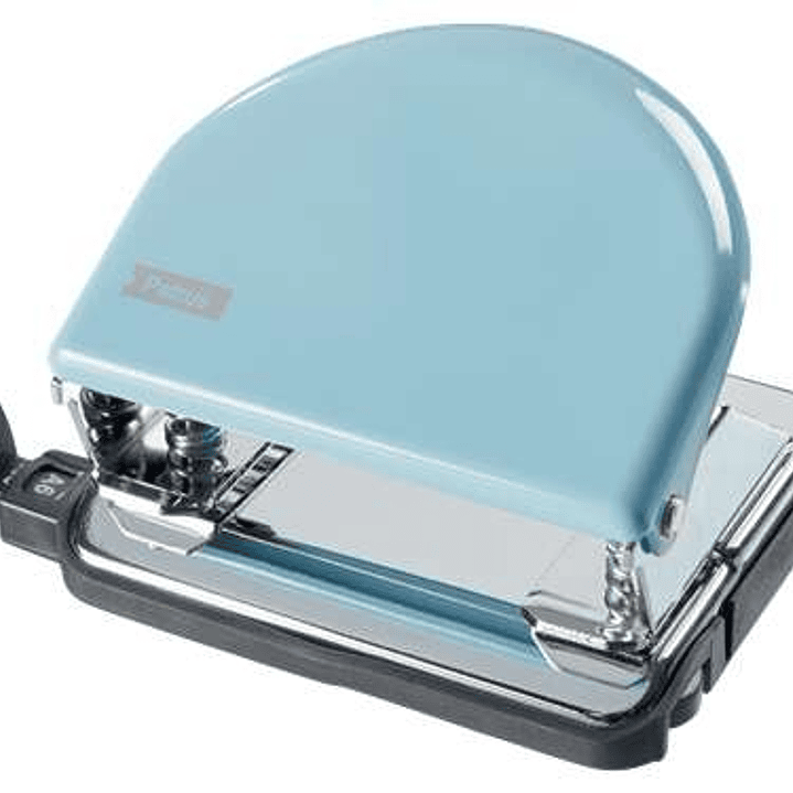 Petrus 52 Retro Taladro Perforador Metalico - Hasta 20 Hojas - Marcas de Formato - Facil Vaciado - Punzones 5.5mm - Color  Fondant Blue 1