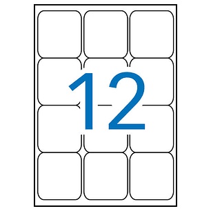 Apli Pack de 1.200 Etiquetas 63,5x72mm - 100 Hojas por 12 Etiquetas - Adhesivo Permanente - Cantos Romos - Color Blanco