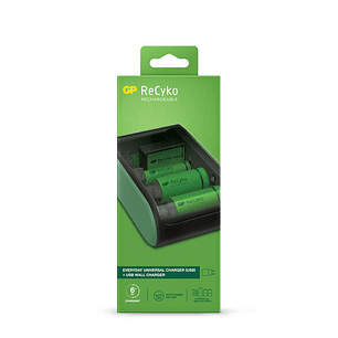 GP ReCyko Cargador USB Universal - Carga Pilas: AA, AAA, C, D y 9V