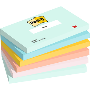Post-It Pack de 6 Blocs de 100 Notas Adhesivas Reposicionables - Forma Rectangular - 76x127mm - Colores Surtidos