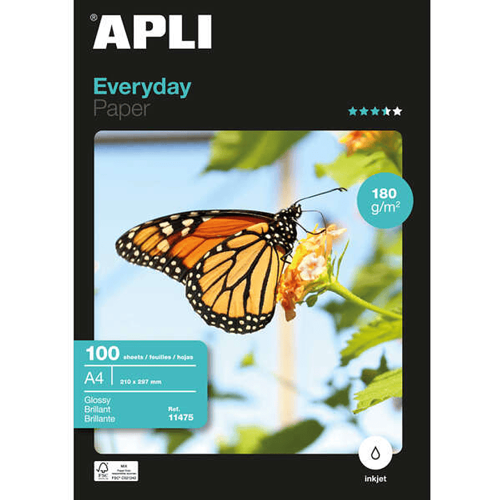 Apli Papel Fotografico Everyday A4 180gr - Acabado Brillante - 100 Hojas 1
