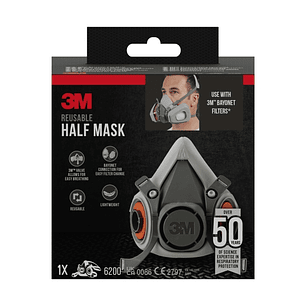 3M Mascarilla de Media Cara - Filtros No Incluidos - Reutilizable - Formato Mediano - Color Gris