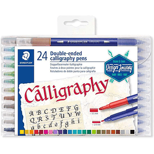 Staedtler 3005 Pack de 24 Rotuladores de Doble Punta para Caligrafia - Colores Surtidos