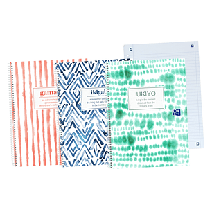 Oxford Japandi A4+ Europeanbook - Tapa Extradura Resistente - 1 Linea y 2 Margenes para Organizacion - 80 Hojas de Alta Calidad