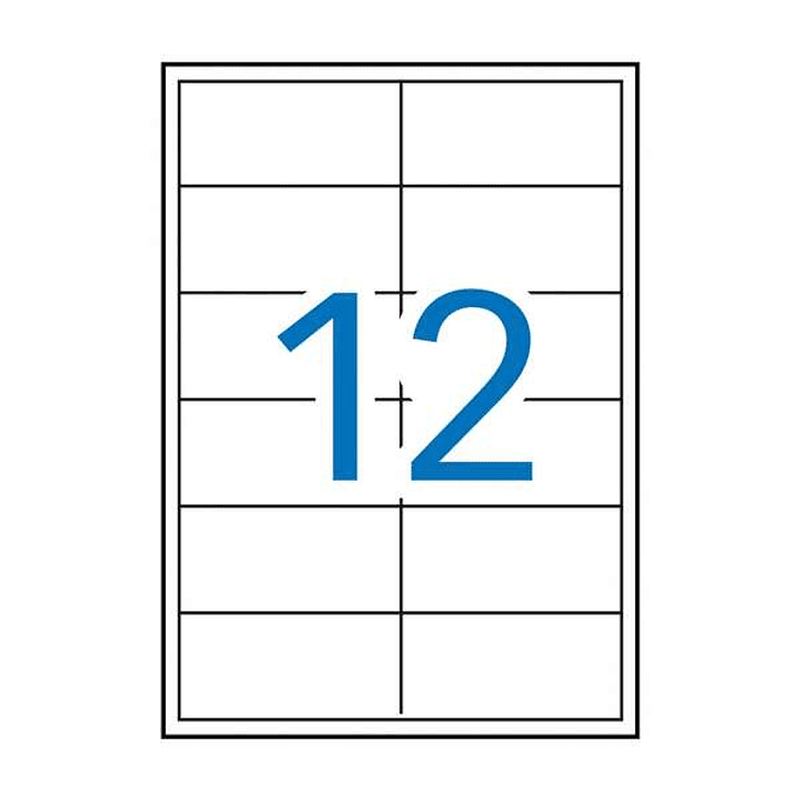 Apli Pack de 1.200 Etiquetas Rectangulares 97x42,4mm - 100 Hojas por 12 Etiquetas - Adhesivo Permanente - Cantos Rectos - Color Blanco 1