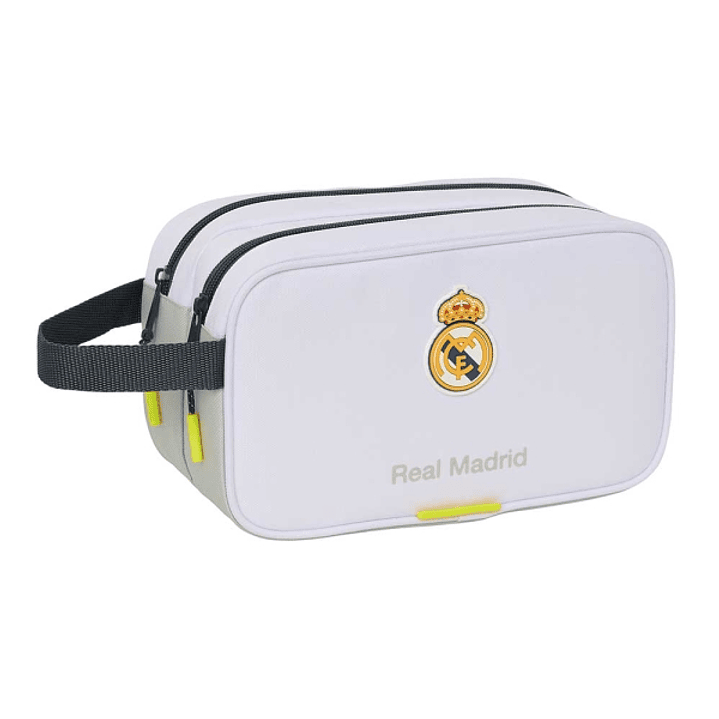 Safta Real Madrid Neceser de 5L Portatodo - 2 Compartimentos - Asa de Mano - Cierre de Cremallera - 26x15x12.5cm - Color Blanco y Negro 1