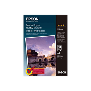 Epson C13S041256 Papel Fotografico A4 167gr - Acabado Mate - 50 Hojas - para Impresoras de Tinta