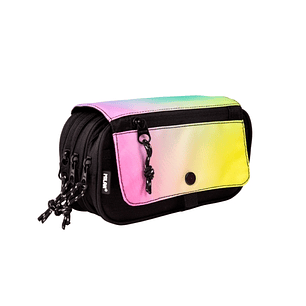 Milan Sunset Estuche Portatodo con Solapa - Cremallera - 4 Compartimentos - 13x24x10cm - Multicolor