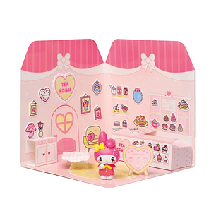 Comansi Sticker House My Melody Tea Room - Incluye Figura - Stickers Lavables -  Escenario Adorable - Juego Creativo