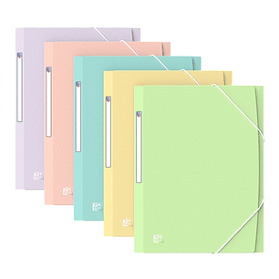 Oxford Urban A4+ Carpeta de Gomas con 3 Solapas A4+ - Lomo15mm Ampliable hasta 25mm - Colores Pastel Surtidos