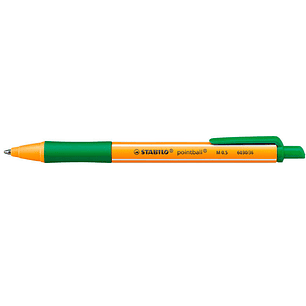 Stabilo Pointball Boligrafo Retractil - Punta de 1mm - Tinta con Base de Aceite - Recargable - 79% Plastico Reciclado - Grip Antideslizante - Color Ve