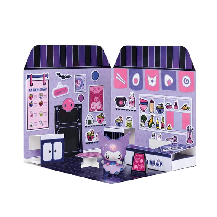 Comansi Sticker House Kuromi Ramen Shop - Incluye Figura - Stickers Lavables -  Escenario Adorable - Juego Creativo 1